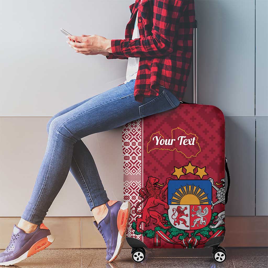 Personalised Latvia Luggage Cover Latvijas Republika Folk Pattern LT14