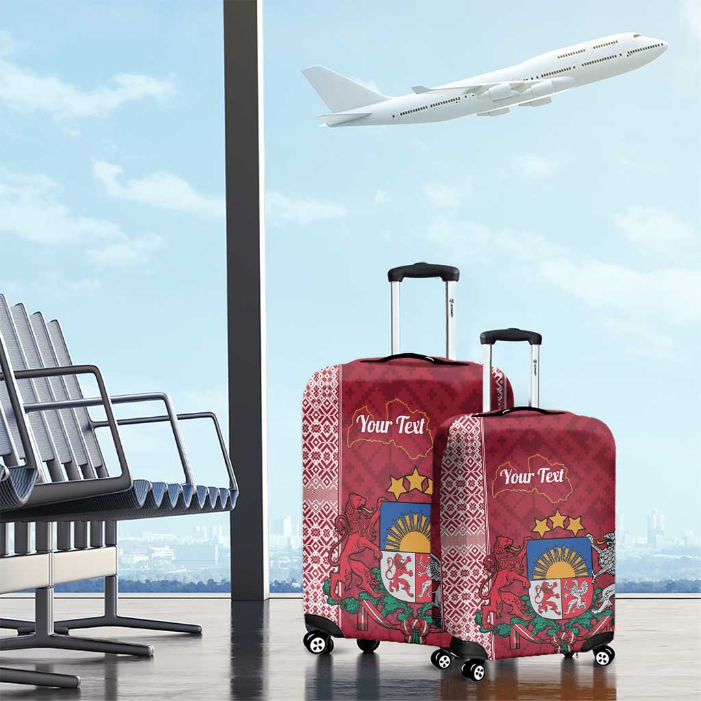Personalised Latvia Luggage Cover Latvijas Republika Folk Pattern LT14
