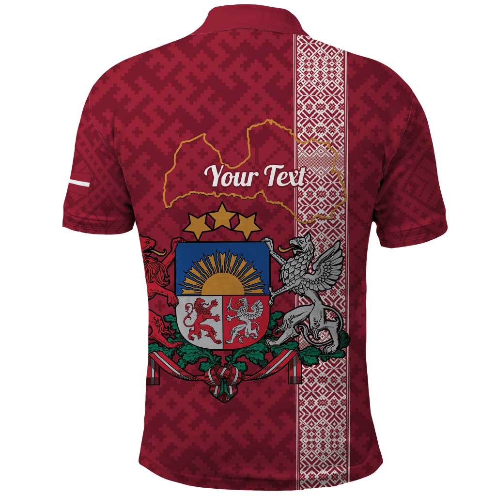 Personalised Latvia Polo Shirt Latvijas Republika Folk Pattern LT14
