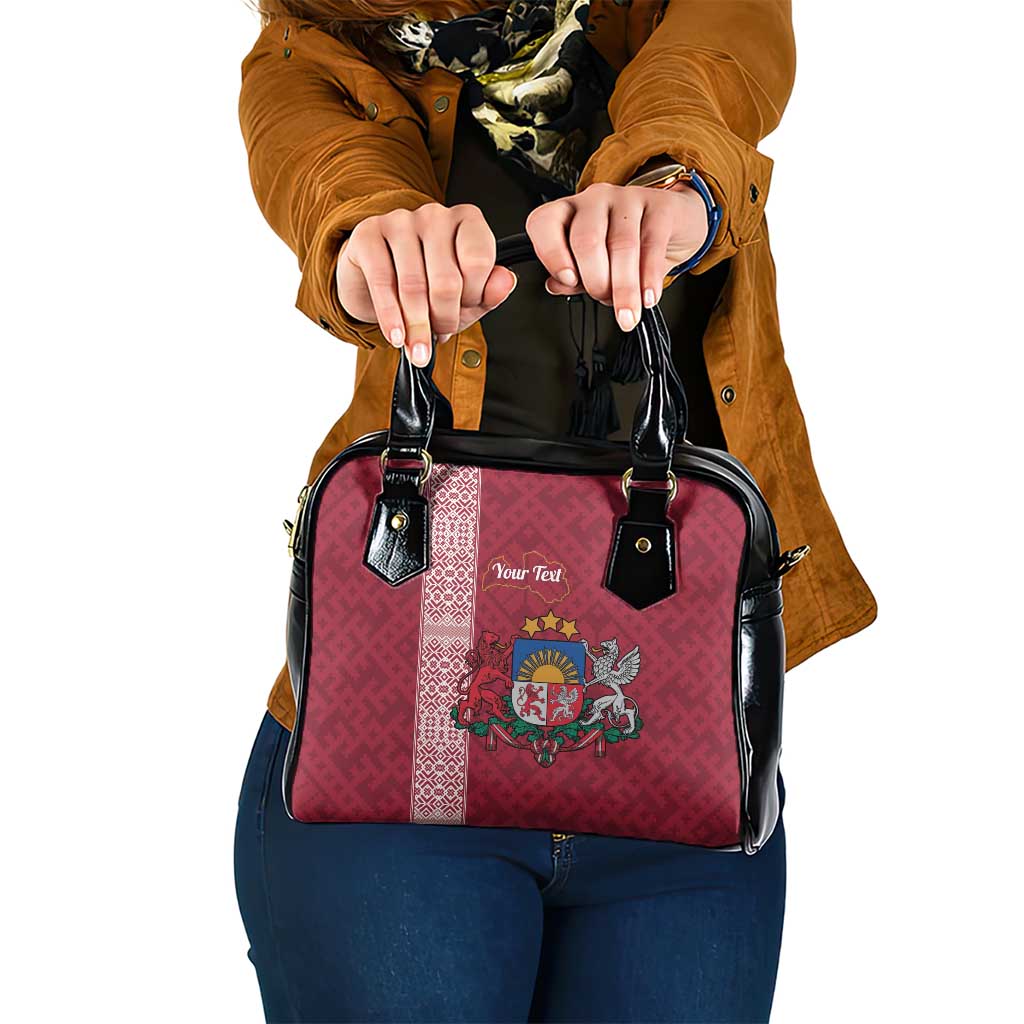 Personalised Latvia Shoulder Handbag Latvijas Republika Folk Pattern LT14