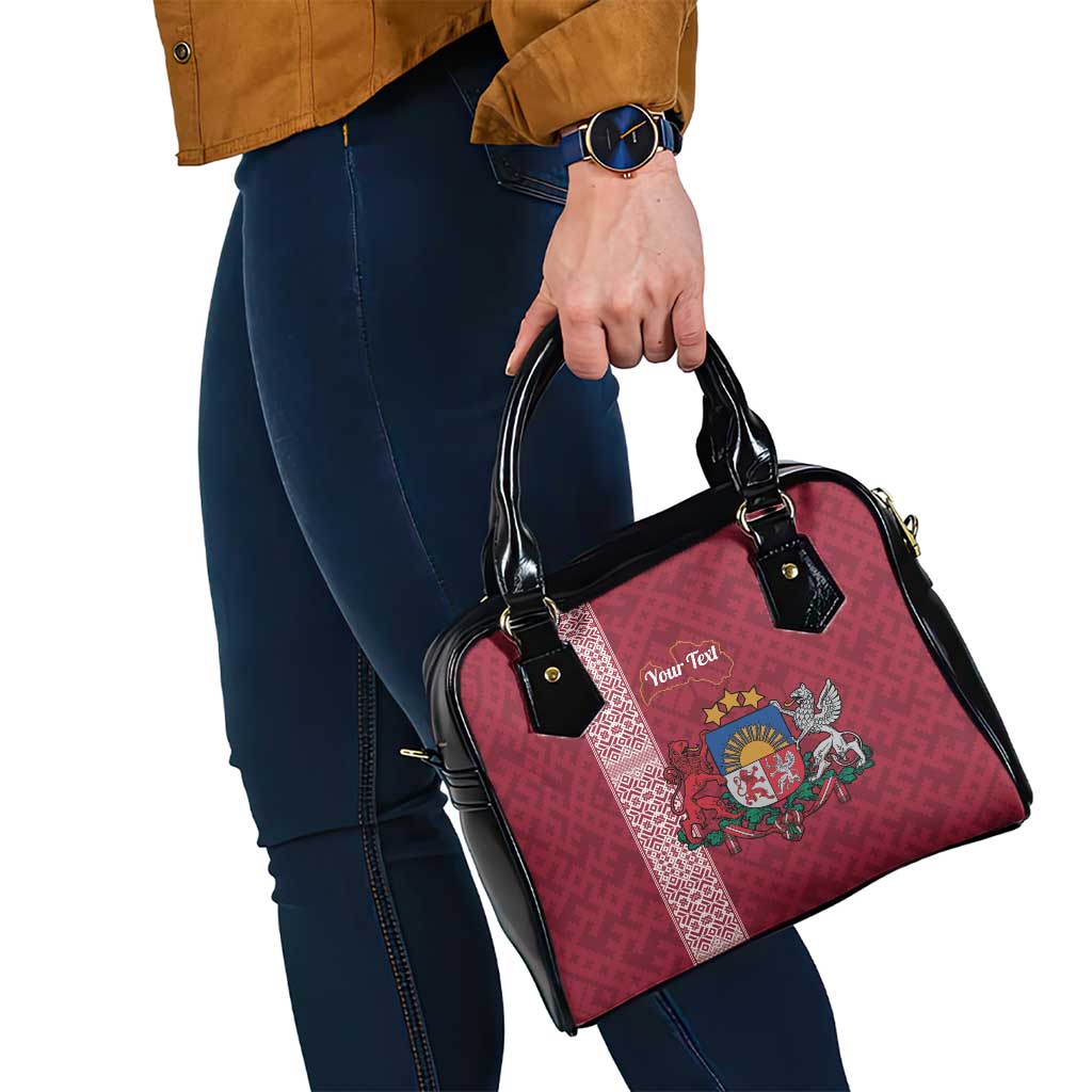 Personalised Latvia Shoulder Handbag Latvijas Republika Folk Pattern LT14
