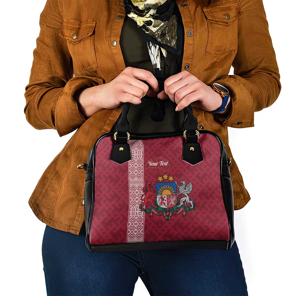 Personalised Latvia Shoulder Handbag Latvijas Republika Folk Pattern LT14