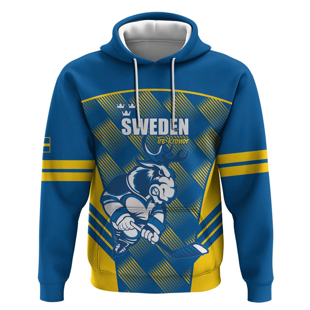 Sweden Hockey Custom Hoodie Tre Kronor Swedish Moose Mascot LT14