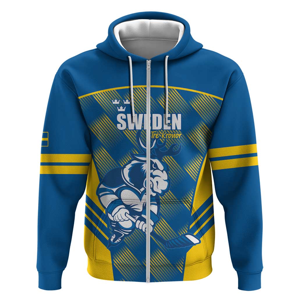 Sweden Hockey Custom Hoodie Tre Kronor Swedish Moose Mascot LT14