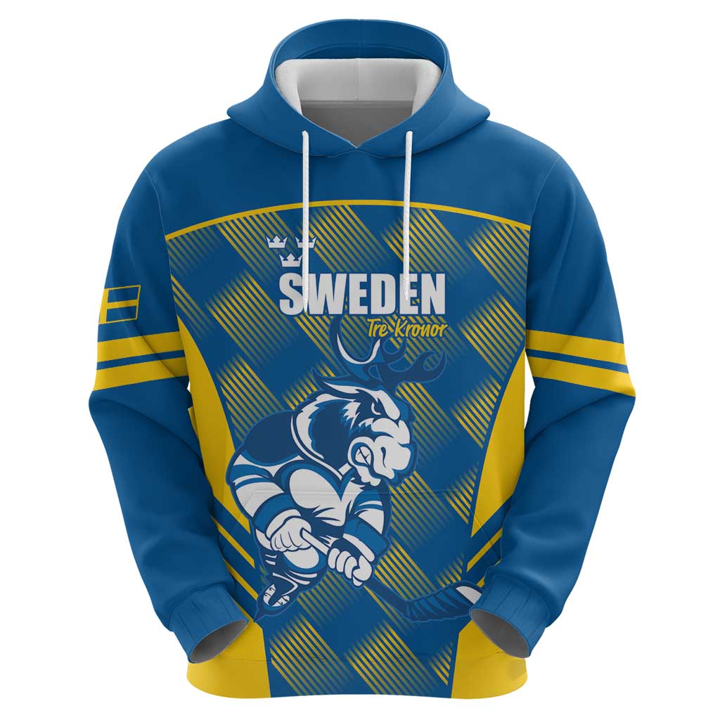 Sweden Hockey Custom Hoodie Tre Kronor Swedish Moose Mascot LT14