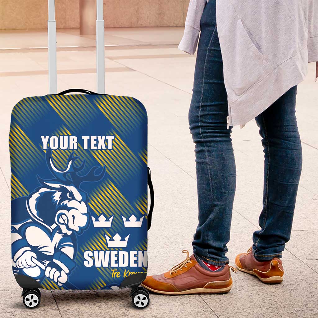 Sweden Hockey Custom Luggage Cover Tre Kronor Swedish Moose Mascot LT14