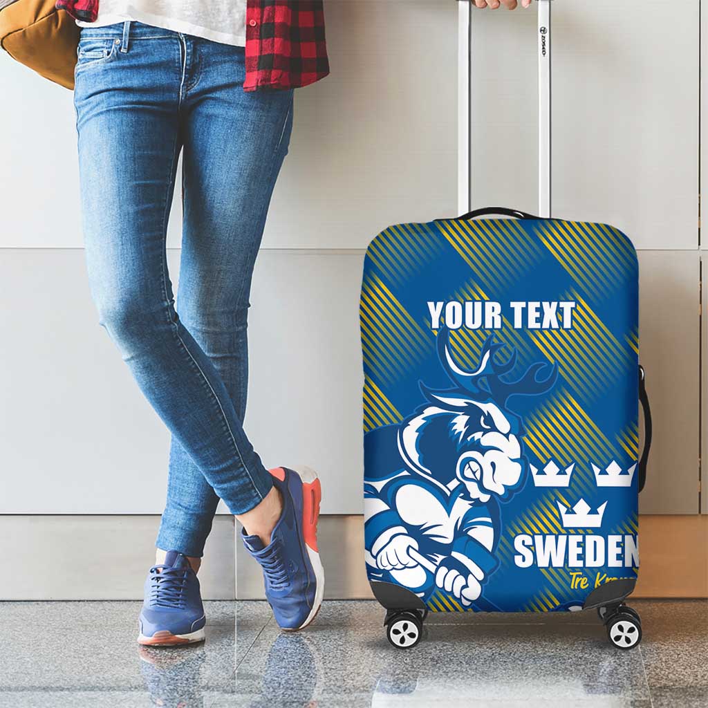 Sweden Hockey Custom Luggage Cover Tre Kronor Swedish Moose Mascot LT14