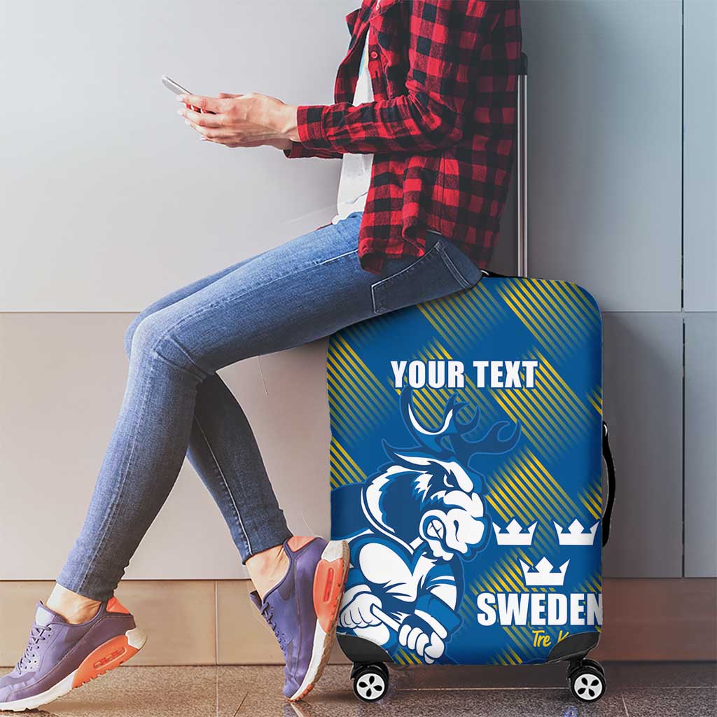 Sweden Hockey Custom Luggage Cover Tre Kronor Swedish Moose Mascot LT14