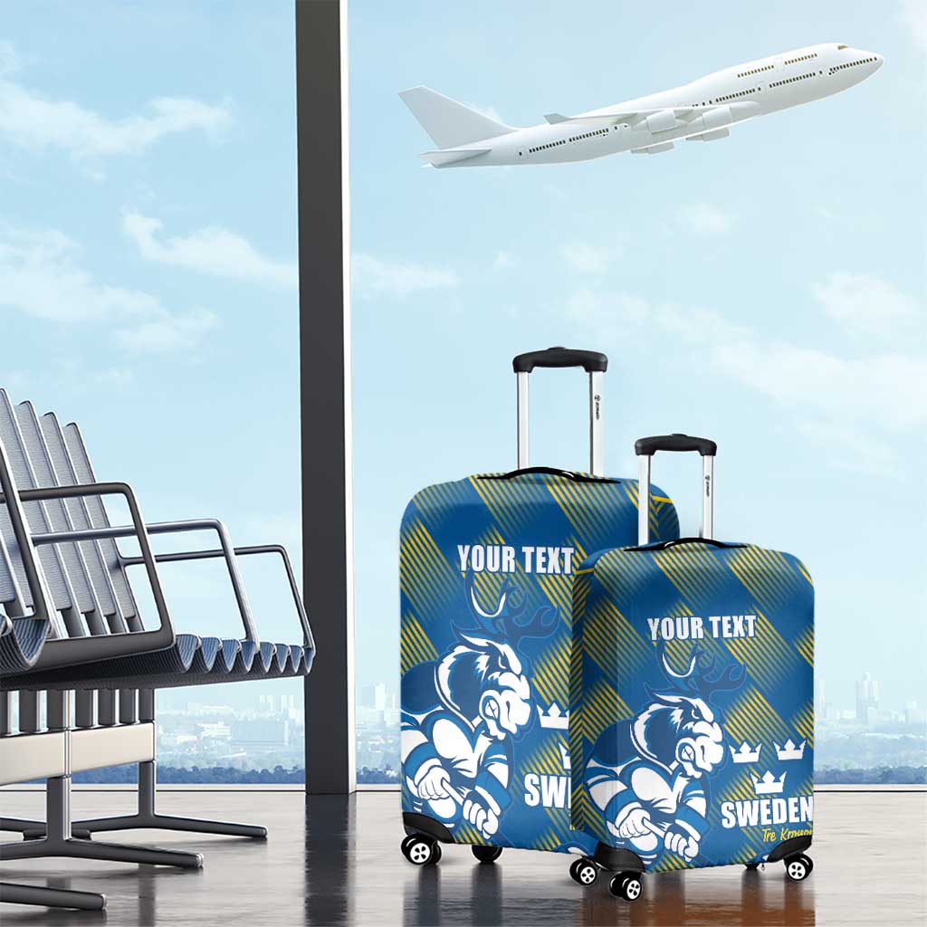 Sweden Hockey Custom Luggage Cover Tre Kronor Swedish Moose Mascot LT14