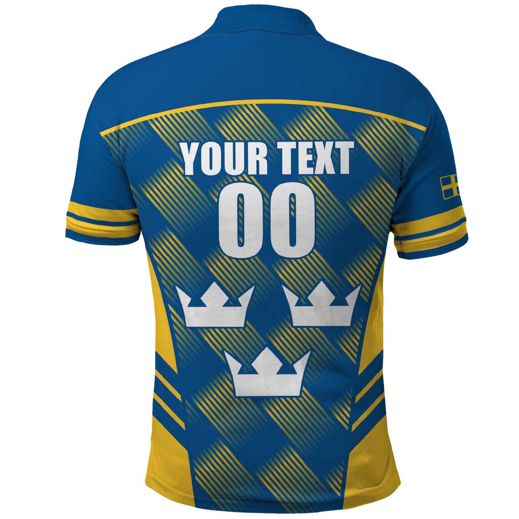 Sweden Hockey Custom Polo Shirt Tre Kronor Swedish Moose Mascot LT14