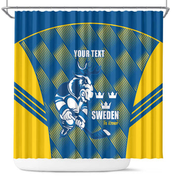 Sweden Hockey Custom Shower Curtain Tre Kronor Swedish Moose Mascot LT14