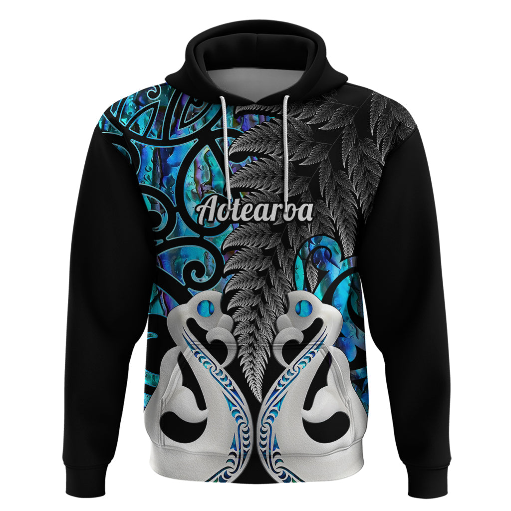 Custom New Zealand Hoodie Te Manaia Mangopare Maori And Fern Blue Style LT14