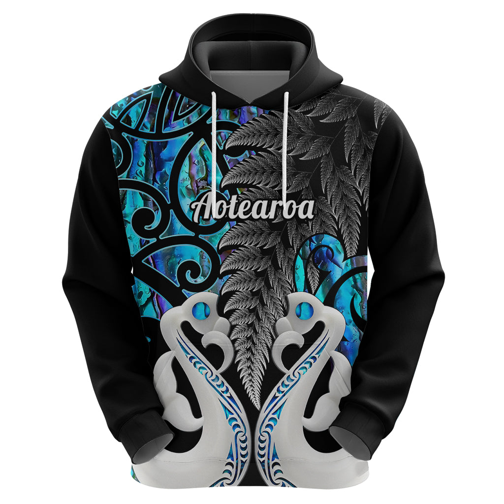 Custom New Zealand Hoodie Te Manaia Mangopare Maori And Fern Blue Style LT14