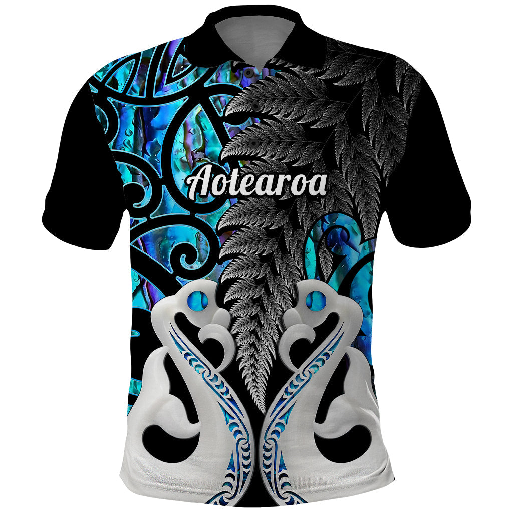 Custom New Zealand Polo Shirt Te Manaia Mangopare Maori And Fern Blue Style LT14