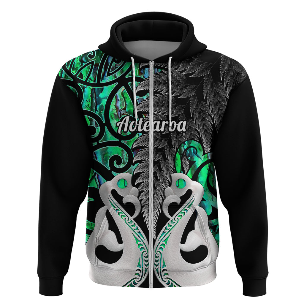 Custom New Zealand Hoodie Te Manaia Mangopare Maori And Fern Green Style LT14