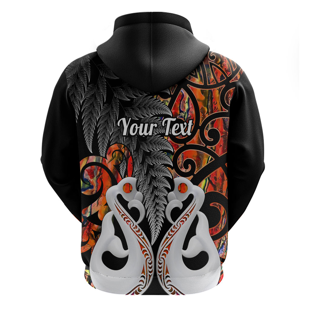 Custom New Zealand Hoodie Te Manaia Mangopare Maori And Fern Orange Style LT14