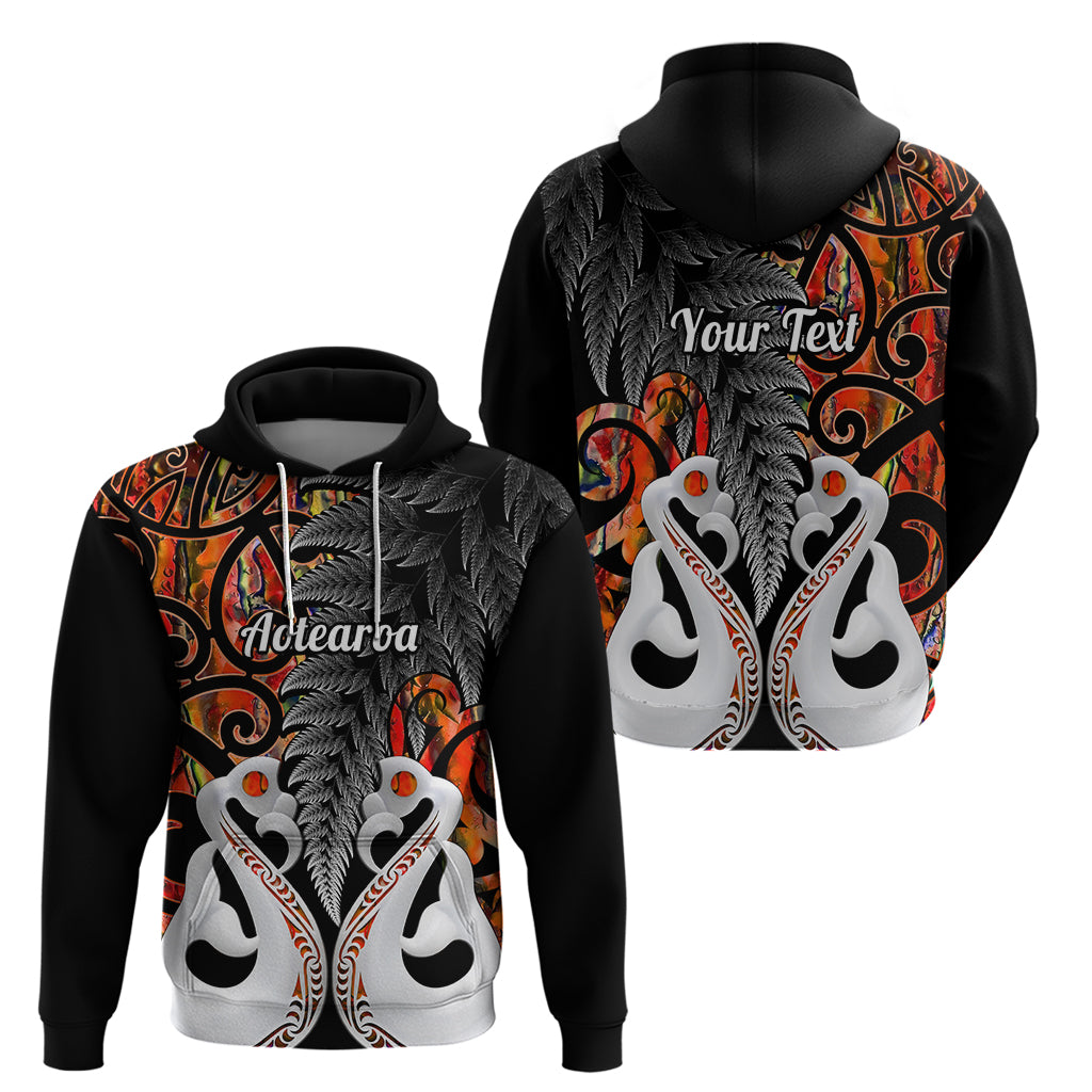 Custom New Zealand Hoodie Te Manaia Mangopare Maori And Fern Orange Style LT14