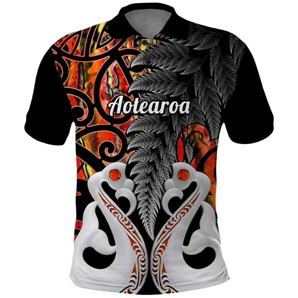 Custom New Zealand Polo Shirt Te Manaia Mangopare Maori And Fern Orange Style LT14