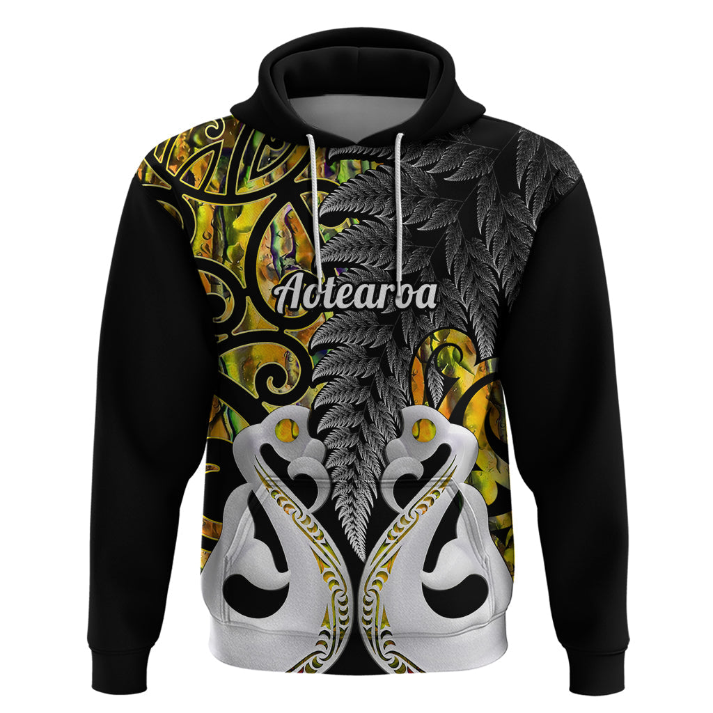 Custom New Zealand Hoodie Te Manaia Mangopare Maori And Fern Gold Style LT14