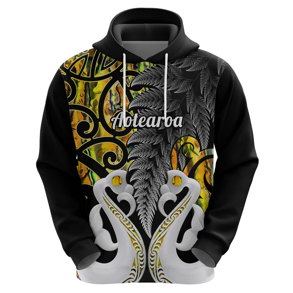 Custom New Zealand Hoodie Te Manaia Mangopare Maori And Fern Gold Style LT14