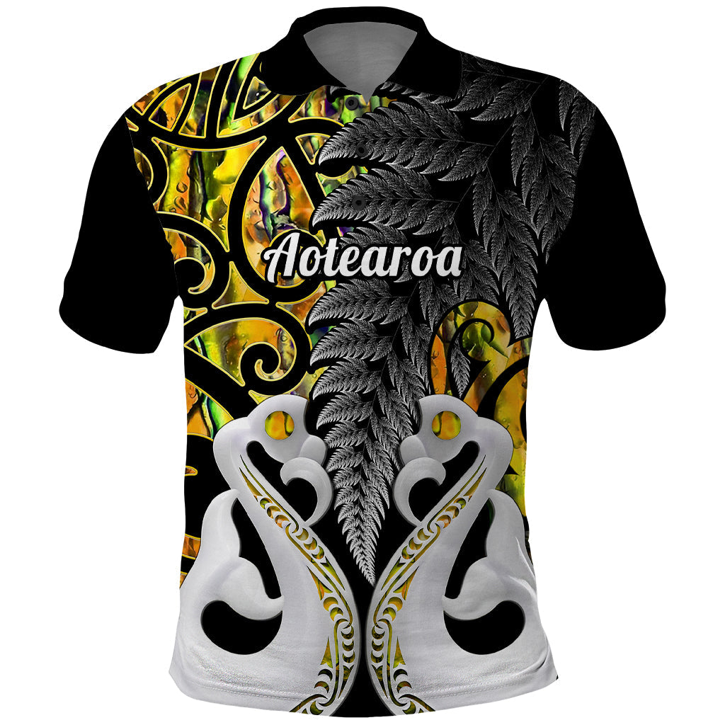 Custom New Zealand Polo Shirt Te Manaia Mangopare Maori And Fern Gold Style LT14