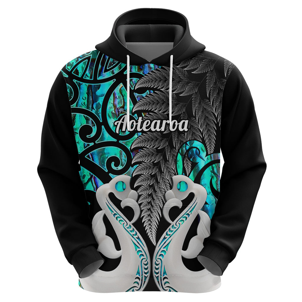 Custom New Zealand Hoodie Te Manaia Mangopare Maori And Fern Turquoise Style LT14