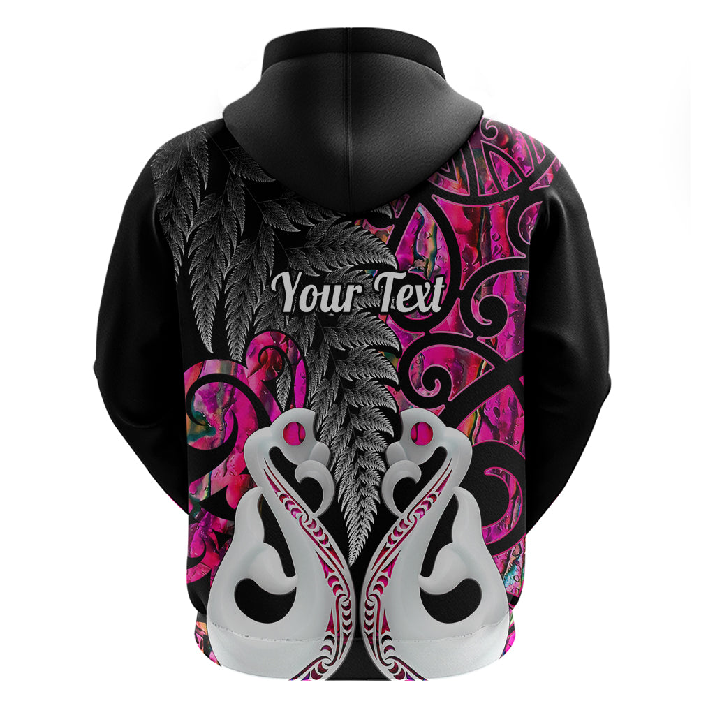 Custom New Zealand Hoodie Te Manaia Mangopare Maori And Fern Pink Style LT14