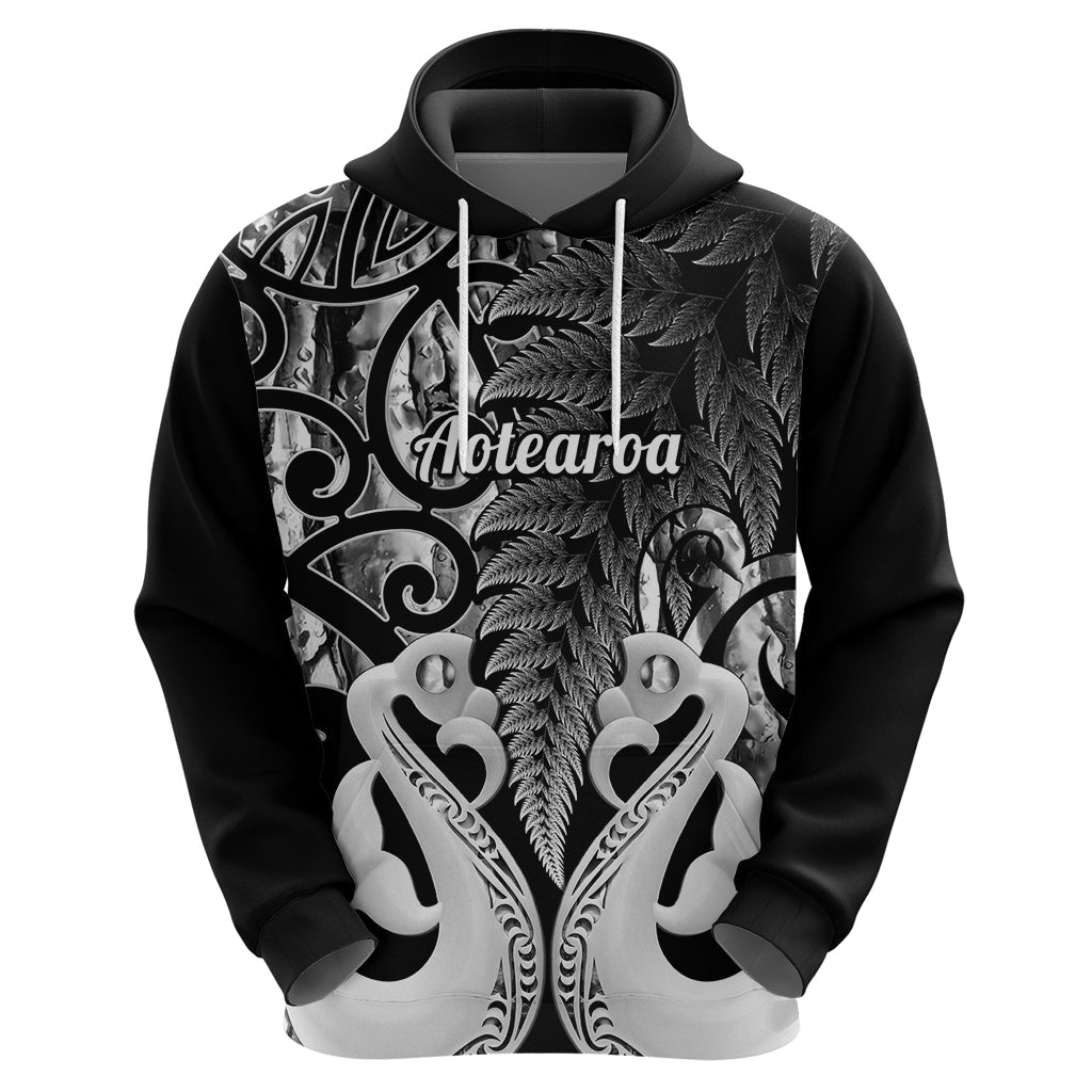 Custom New Zealand Hoodie Te Manaia Mangopare Maori And Fern Black Style LT14