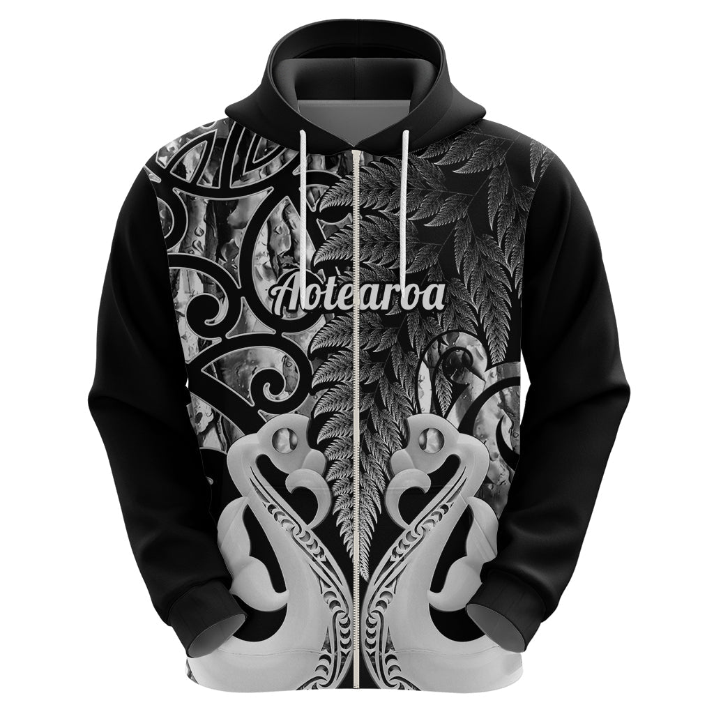 Custom New Zealand Hoodie Te Manaia Mangopare Maori And Fern Black Style LT14