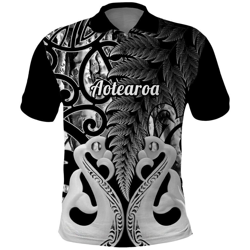 Custom New Zealand Polo Shirt Te Manaia Mangopare Maori And Fern Black Style LT14