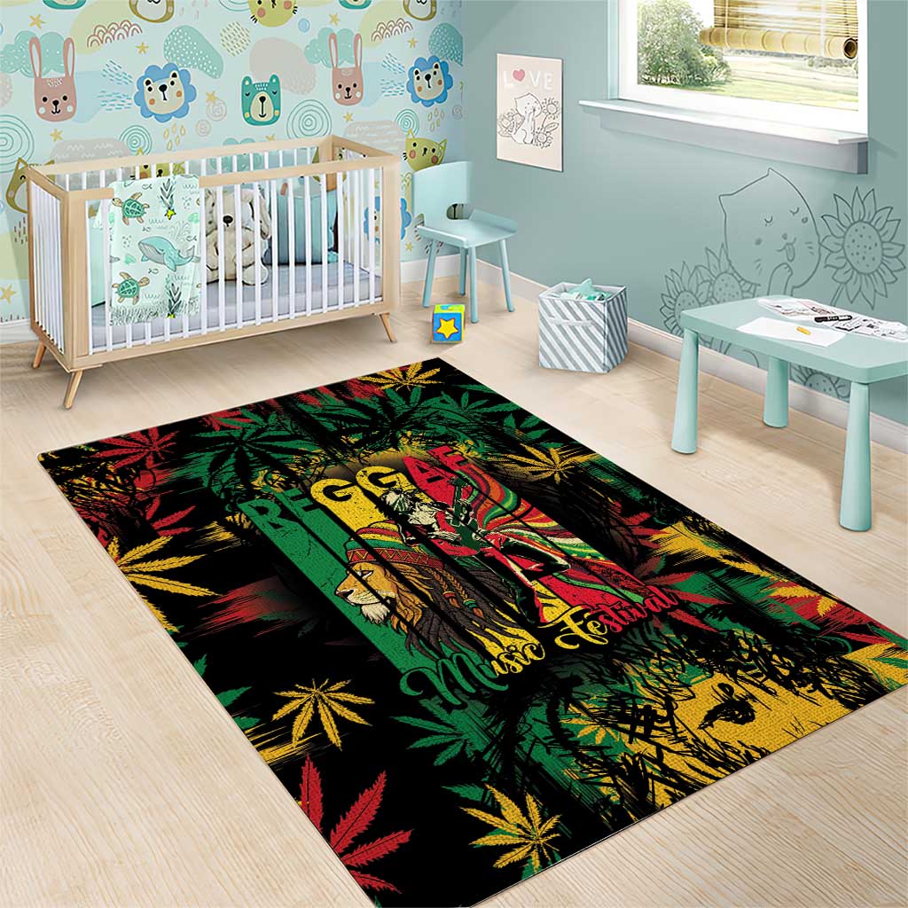 Jamaica Reggae Festival Area Rug One Love Rastafari Culture LT14