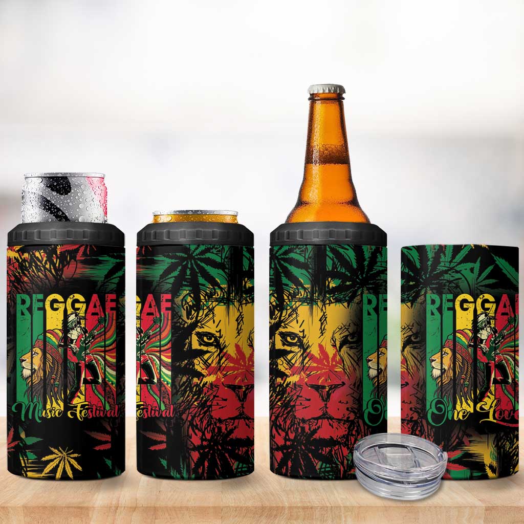 Jamaica Reggae Festival 4 in 1 Can Cooler Tumbler One Love Rastafari Culture LT14