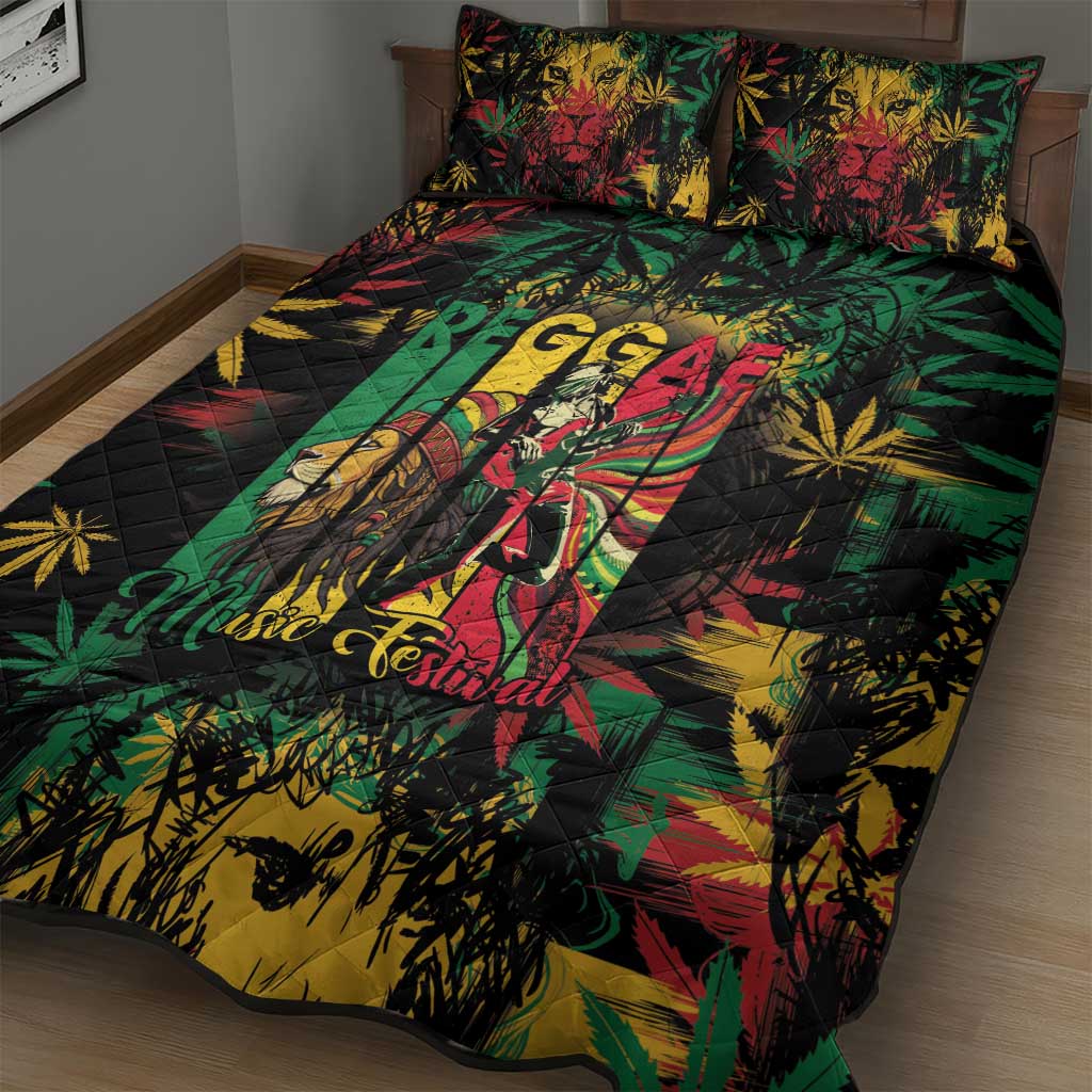 Jamaica Reggae Festival Quilt Bed Set One Love Rastafari Culture LT14