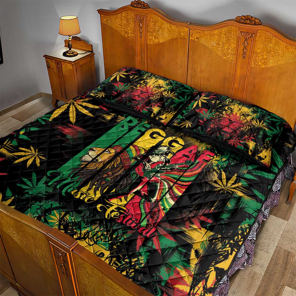 Jamaica Reggae Festival Quilt Bed Set One Love Rastafari Culture LT14