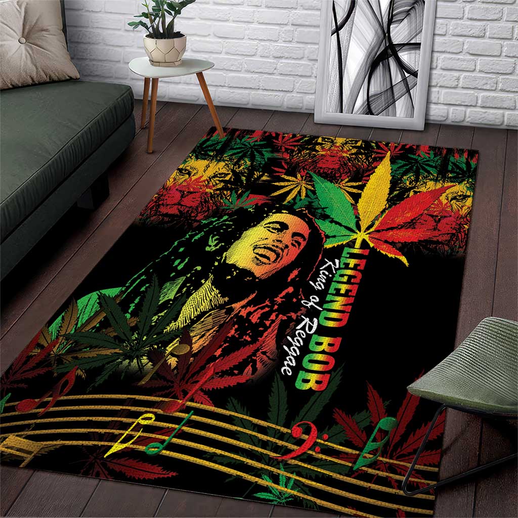 King Of Reggae Legend Bob Area Rug Rasta Cannabis LT14