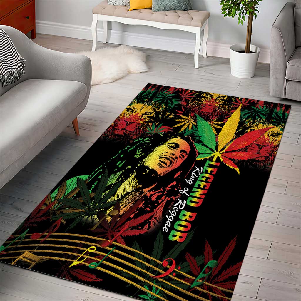 King Of Reggae Legend Bob Area Rug Rasta Cannabis LT14