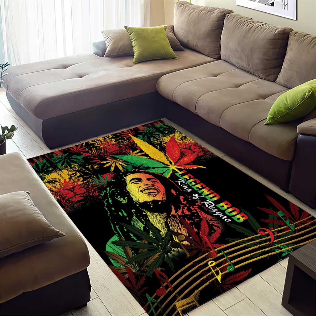 King Of Reggae Legend Bob Area Rug Rasta Cannabis LT14