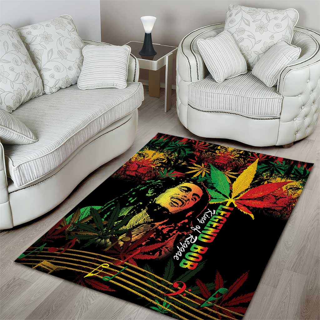 King Of Reggae Legend Bob Area Rug Rasta Cannabis LT14