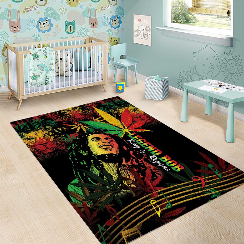 King Of Reggae Legend Bob Area Rug Rasta Cannabis LT14