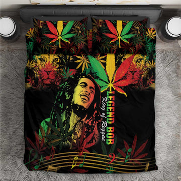 King Of Reggae Legend Bob Bedding Set Rasta Cannabis LT14