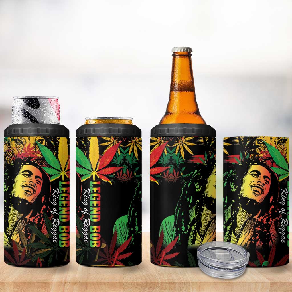 King Of Reggae Legend Bob 4 in 1 Can Cooler Tumbler Rasta Cannabis LT14