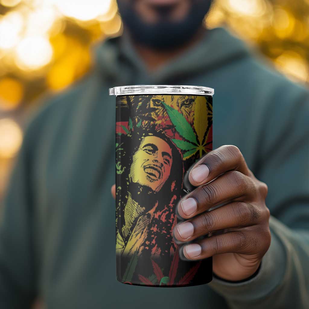 King Of Reggae Legend Bob 4 in 1 Can Cooler Tumbler Rasta Cannabis LT14