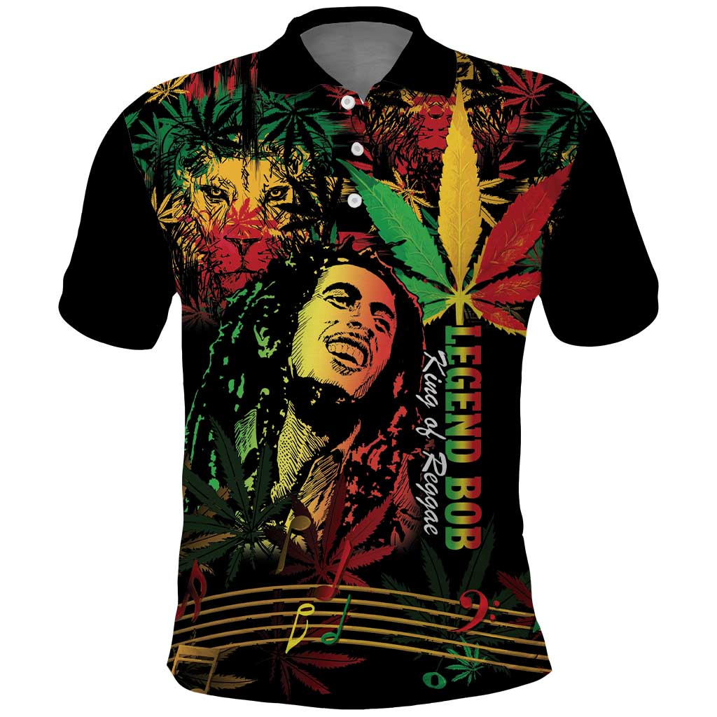 King Of Reggae Legend Bob Polo Shirt Rasta Cannabis LT14