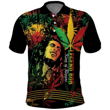 King Of Reggae Legend Bob Polo Shirt Rasta Cannabis LT14