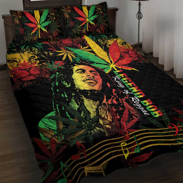 King Of Reggae Legend Bob Quilt Bed Set Rasta Cannabis LT14