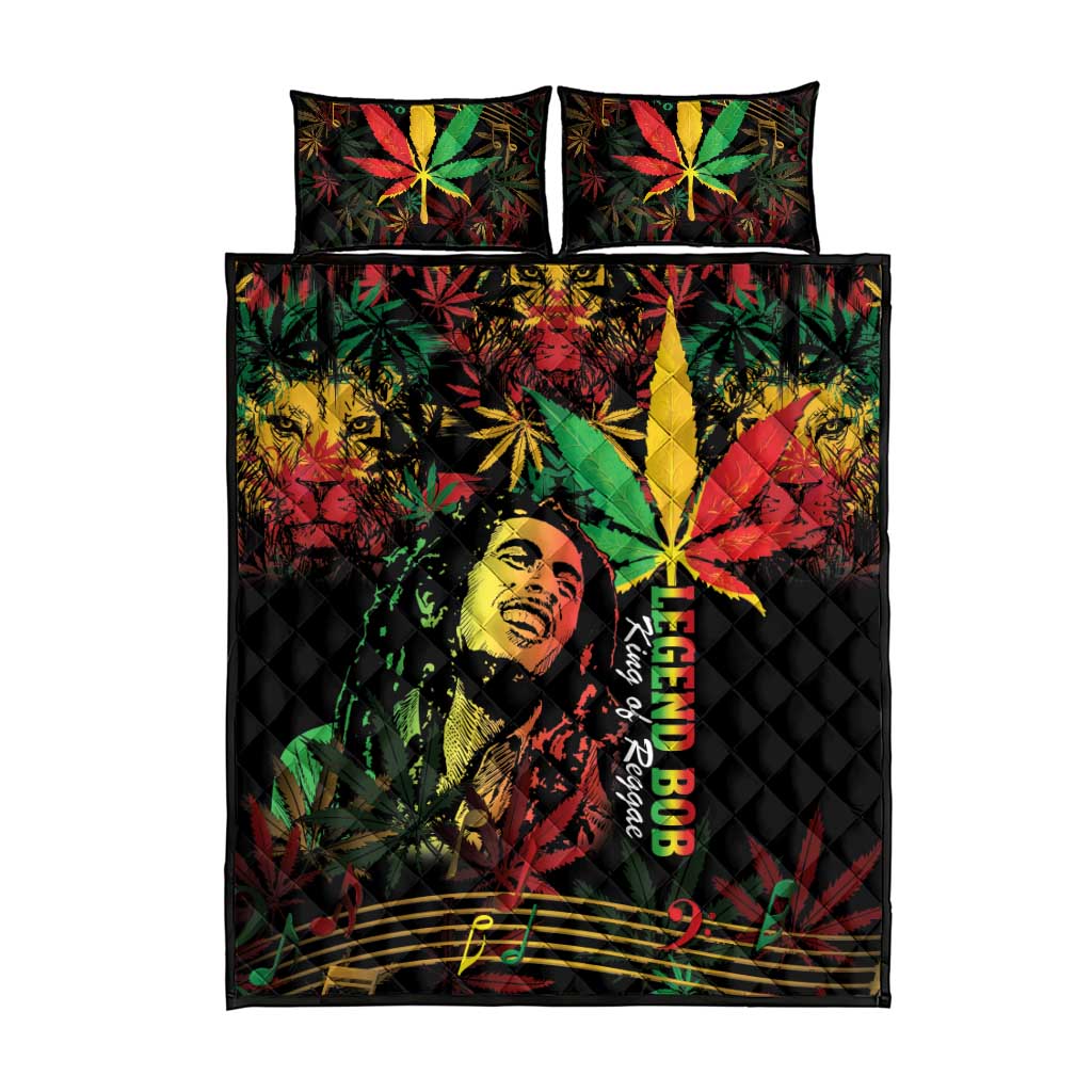 King Of Reggae Legend Bob Quilt Bed Set Rasta Cannabis LT14