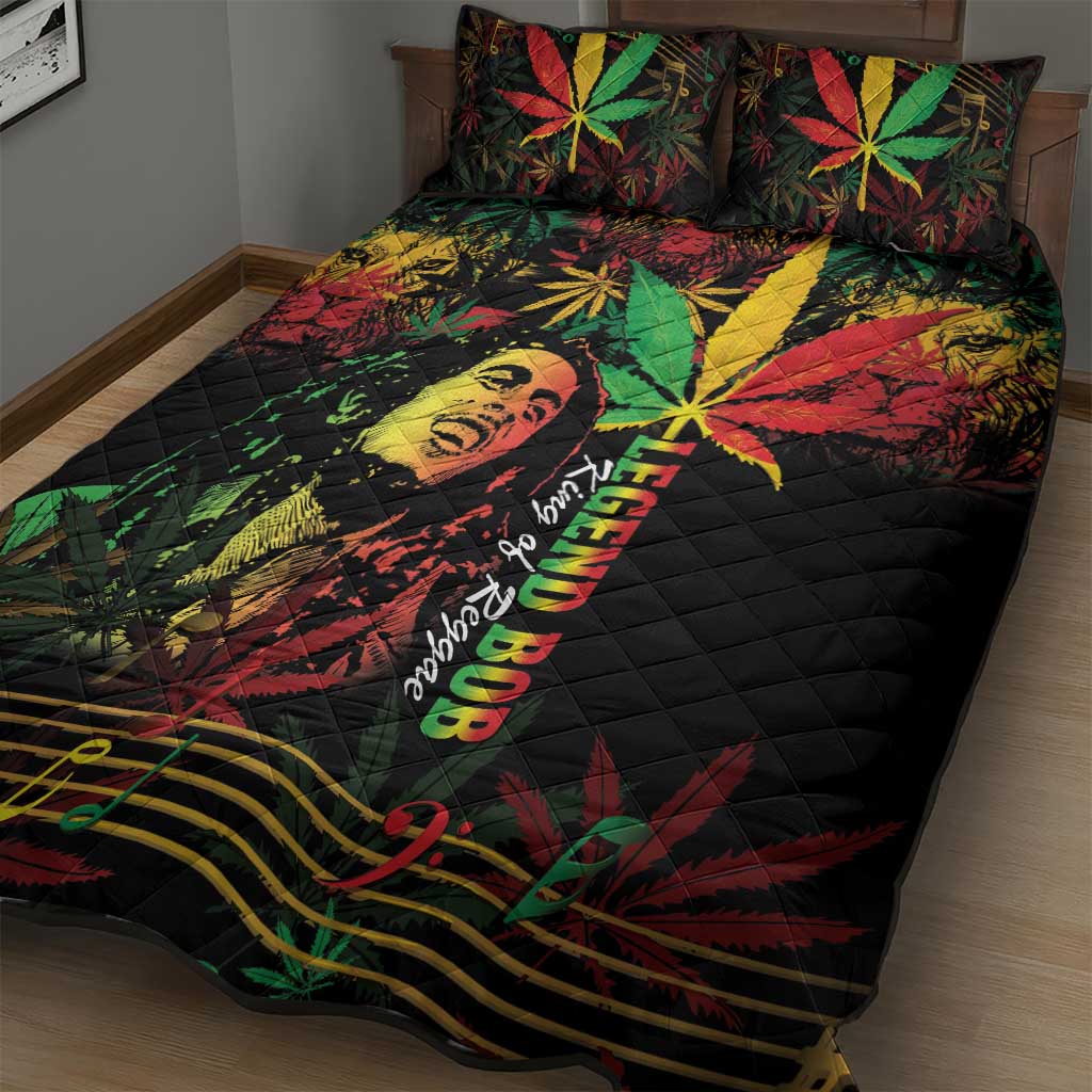King Of Reggae Legend Bob Quilt Bed Set Rasta Cannabis LT14