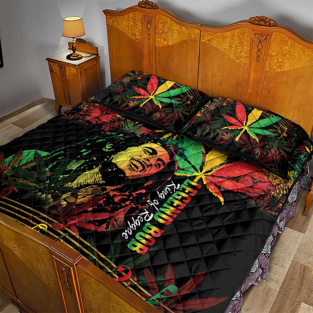 King Of Reggae Legend Bob Quilt Bed Set Rasta Cannabis LT14