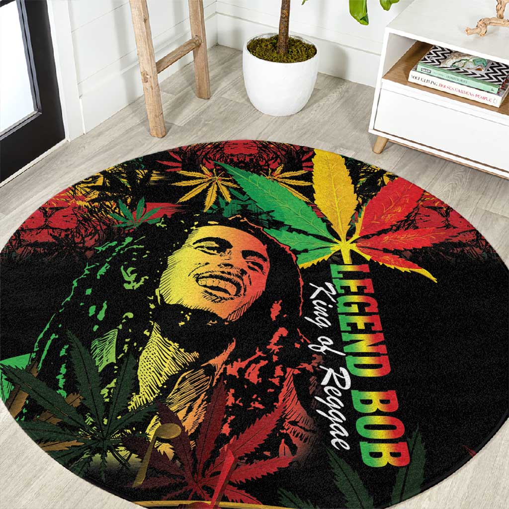 King Of Reggae Legend Bob Round Carpet Rasta Cannabis LT14
