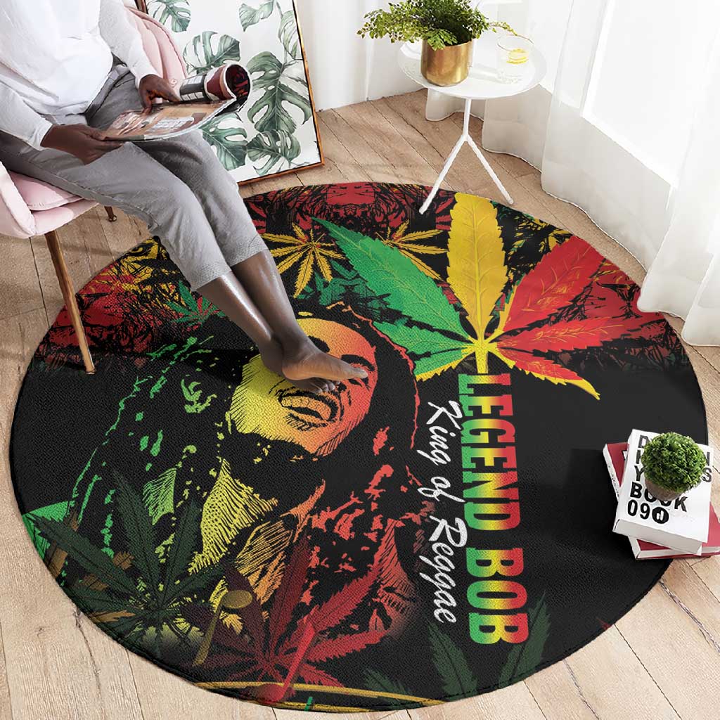 King Of Reggae Legend Bob Round Carpet Rasta Cannabis LT14